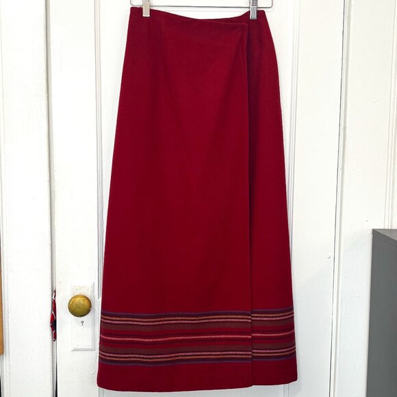 Eddie Bauer Women's Maroon (Garnet) Wool Blend Full Wrap Maxi Skirt, Size 6 - Picture 1 of 12